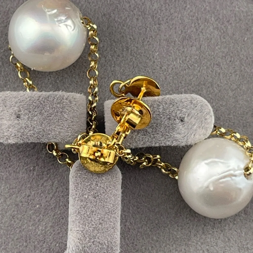 Rare 12mm South Sea Pearl Drops | Solid 18K Gold | Palawan Origin
